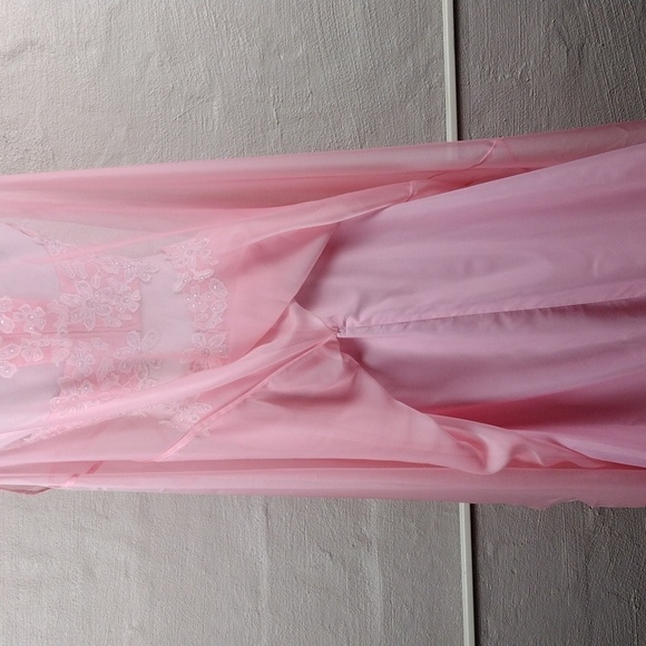 Rachel Allan Pink Crystal Embellished Two Piece Cropped Halter Maxi Skirt Set - Picture 12 of 16